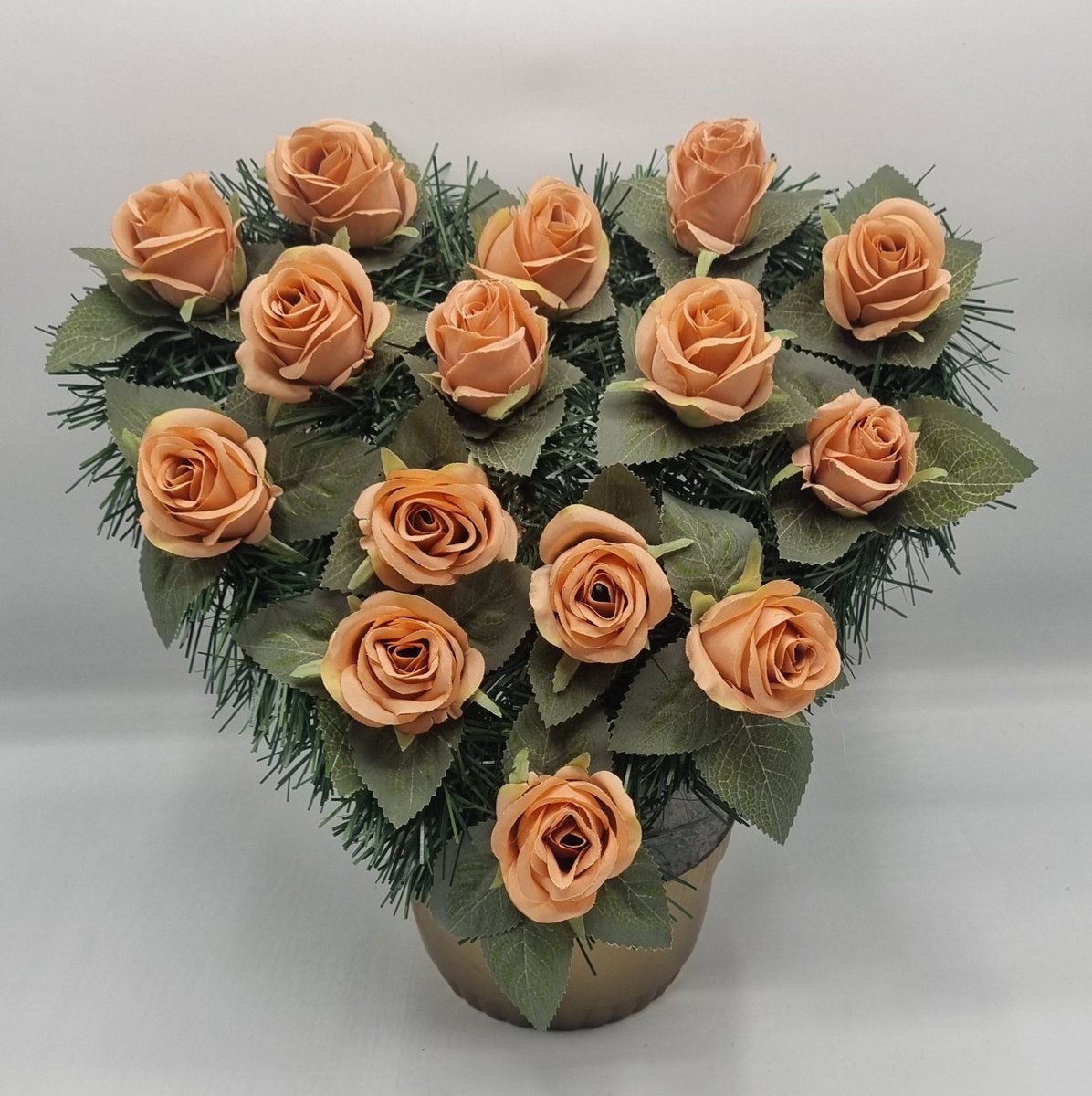 Bloemstuk - Khaki299 - Hart - Roos - Oud Roze - 30cm - Verzwaard - Buigzaam - Grafdecoratie