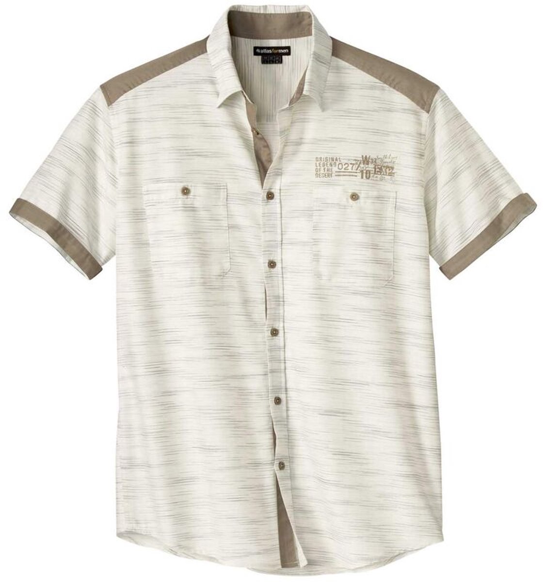 ATLAS FOR MEN - Overhemd van gevlamd Popeline Desert - Heren - Verkrijgbaar in grote maten - 5XL