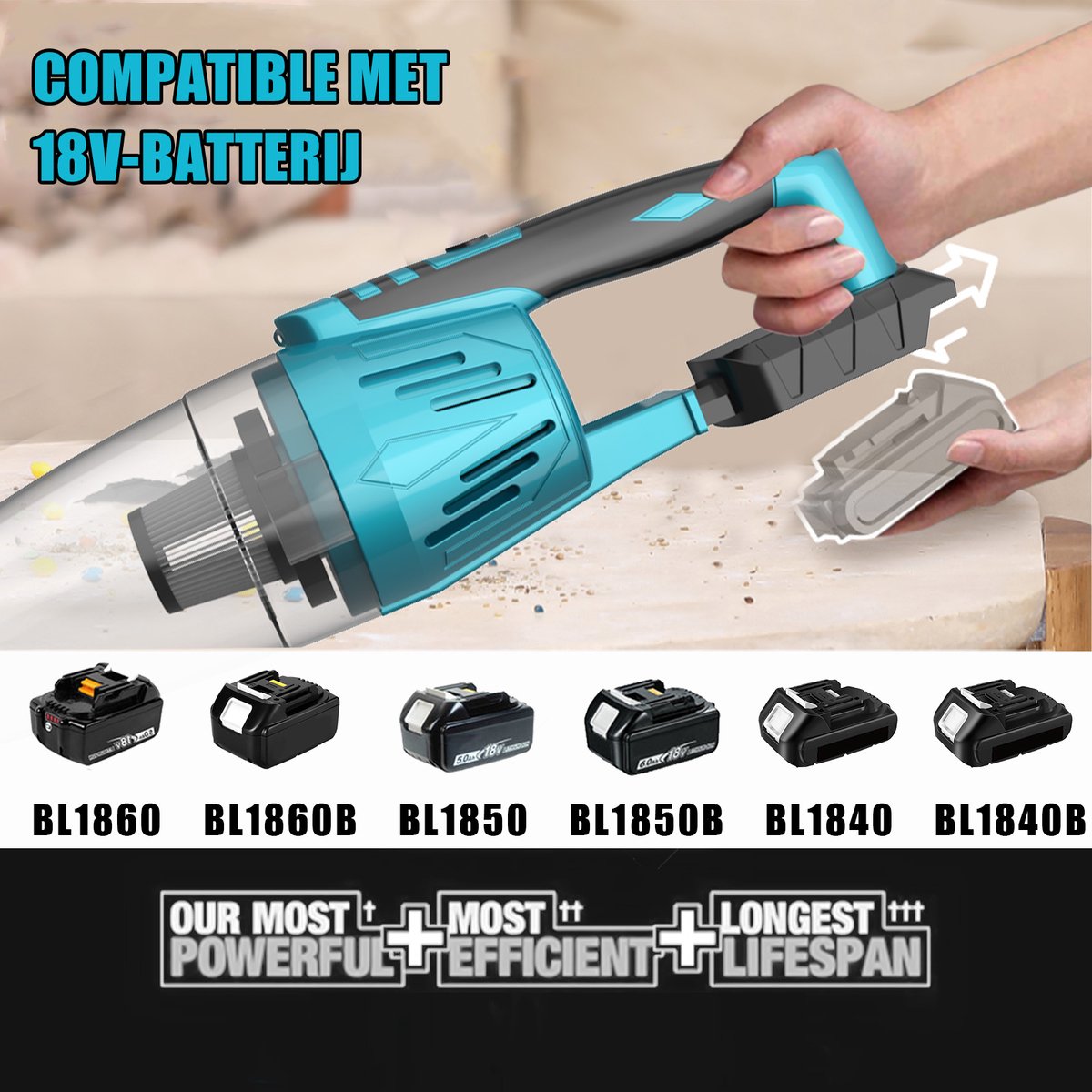 Yongkang Draadloze Handstofzuiger Lichtgewicht Oplaadbaar 3000mAh - afbeelding 3