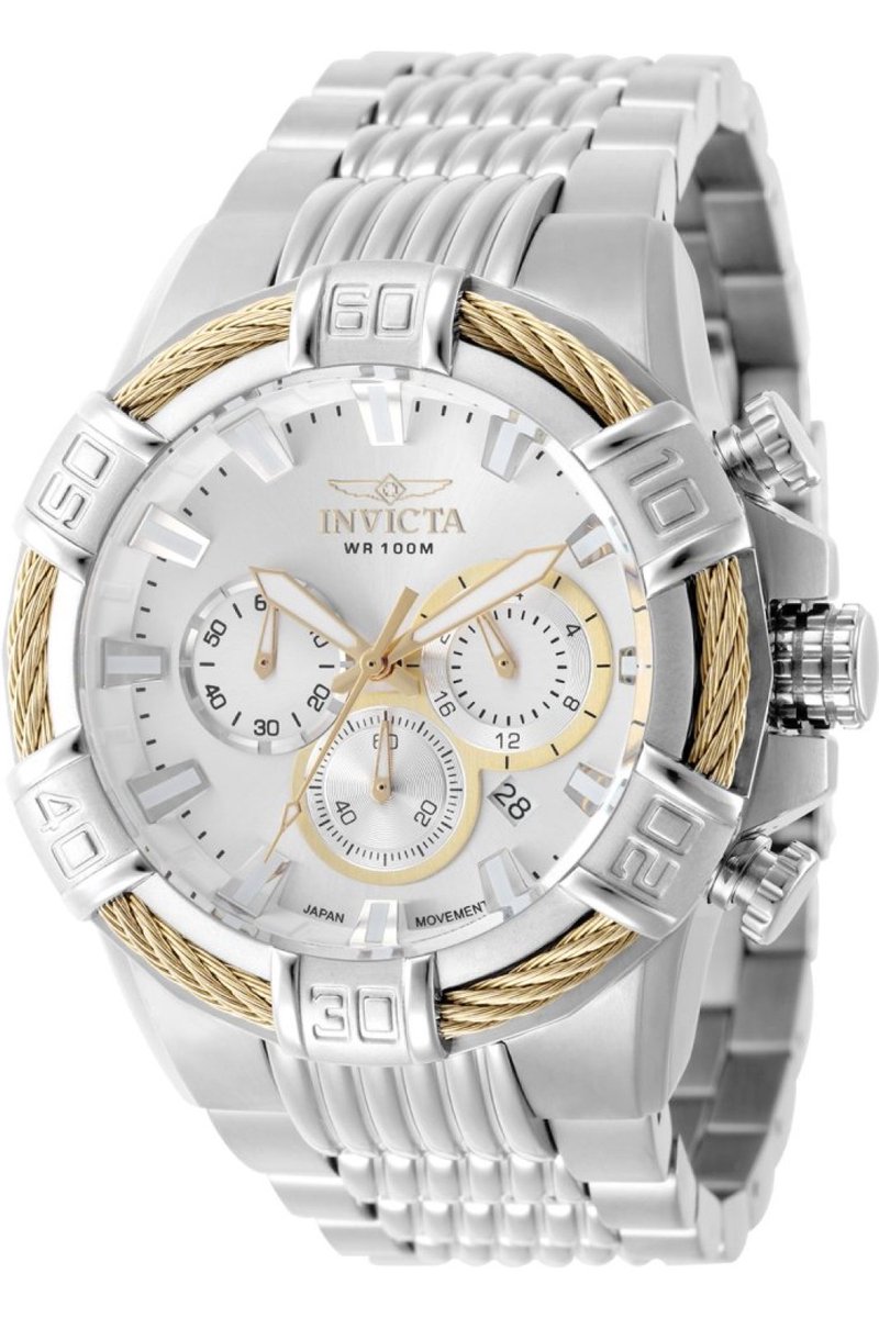 Invicta Bolt 49901 Heren Horloge - Waterdicht - Analoog - Quartz Uurwerk - Roestvrij Staal met zilveren Wijzerplaat - 51mm