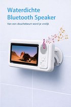 Support de téléphone étanche avec haut-parleur pour salle de bain - Douche - Étui de téléphone suspendu avec boîte - Avec haut-parleur sonore - Écran tactile - Convient à presque tous les téléphones - Forte force d'adhérence - blanc