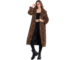 Joya Party® Lange Luipaard Bontjas Dames | Faux Fur Leopard Print | Foute Pimp Jas & Carnaval Outfit | Leeuw & Tijger & Luipaard & Panter Print Kostuum | Warm & Trendy | Maat L/XL