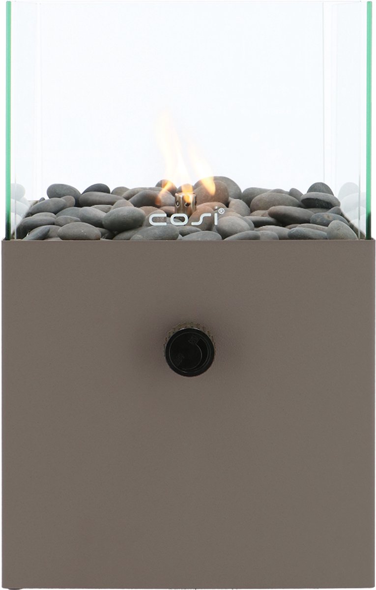 Cosiscoop Square Clay Gaslantaarn - Unieke sfeermaker - Voor binnen en buiten - Brand 5 tot 6 uur op een gascartouche