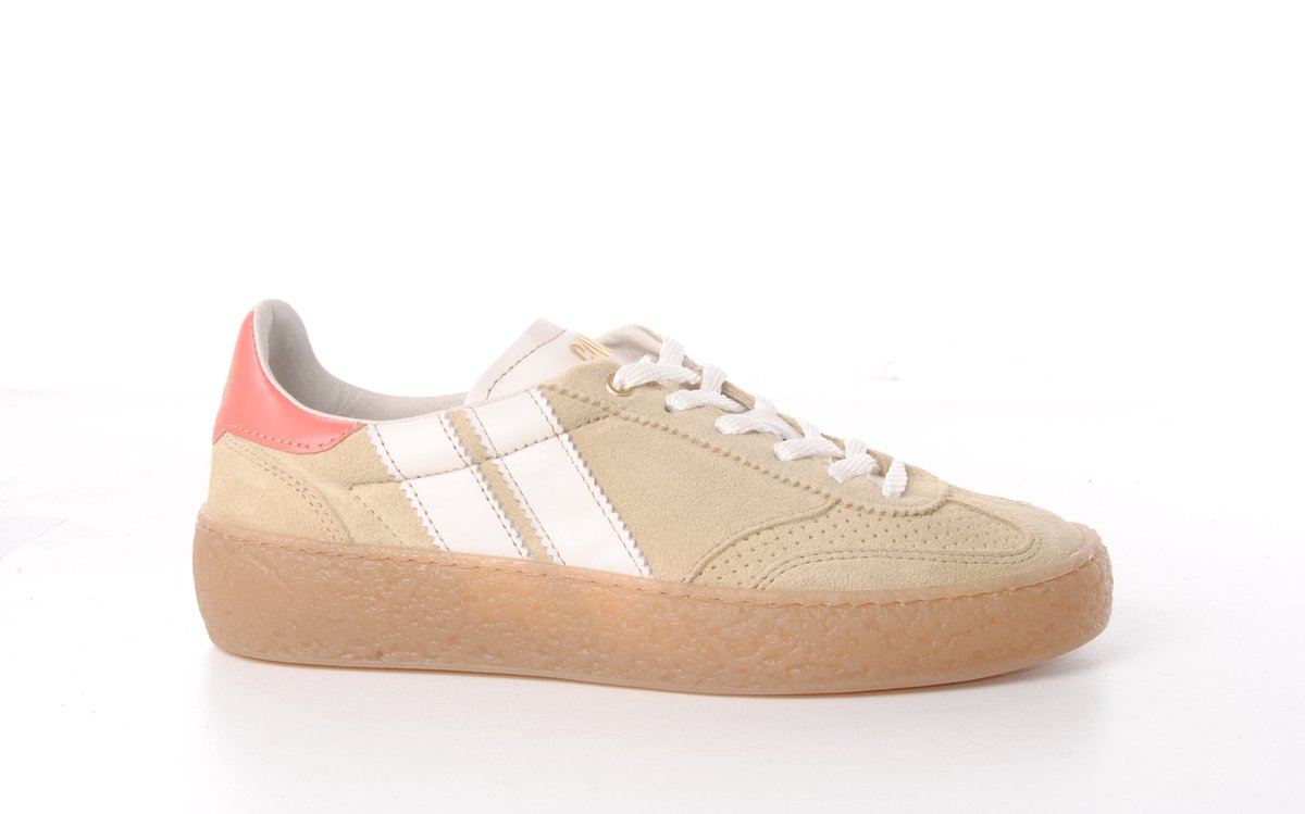 Caval dames sneaker asymmetrisch in beige suede