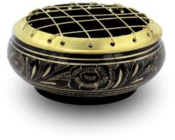 Wierookbrander - houtskool - brander voor losse wierook - messing