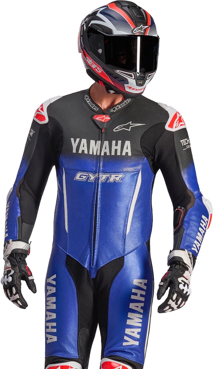 Alpinestars GP-R7 Yamaha Blue Perforated 1PC Leather Motorcycle Suit - One Piece Suit