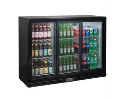 HCB® - Professionele Horeca Barkoelkast - Glasdeur koelkast met glazen schuifdeur - Koeling met glazen deur - Flessenkoelkast - Drankenkoelkast klein - Bier koelkast - 52x135x84 cm (DxBxH) - 70 kg - Frigo - 7925