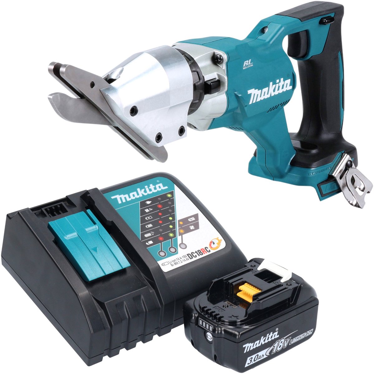 Makita DJS 800 RF1 accu vezelcementschaar 18 V borstelloos + 1x accu 3,0 Ah + oplader