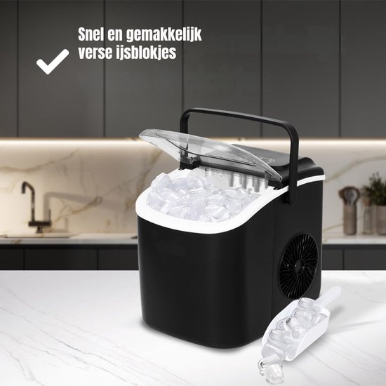 RVV® Ijsblokjesmachine - ijsmachine -ijsblokjesmakers - Supersnel ijsblokjes maken - Zwart - 23 cm x 30 cm x 29 cm van Merkloos — afbeelding 3