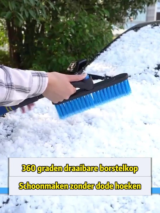 FYZSJWL IJskrabber voor de auto, met bezem, 360° draaibare sneeuwborstel, 2-in-1 sneeuwborstel voor de auto, uittrekbaar, sneeuwborstel auto, telescopisch, 74 cm lang met verwarmende, antislip