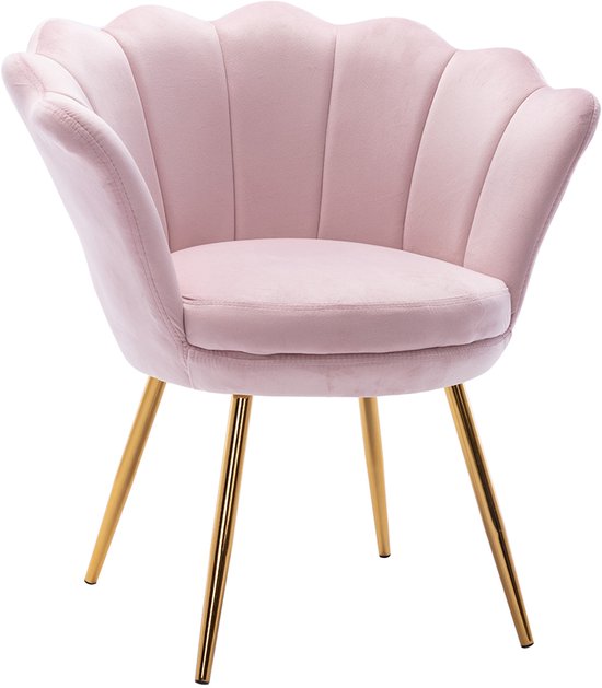 Chaise de coiffeuse Chairus, chaise coque en tissu teddy, fauteuil, chaise longue avec pieds dorés, fauteuil pour salon