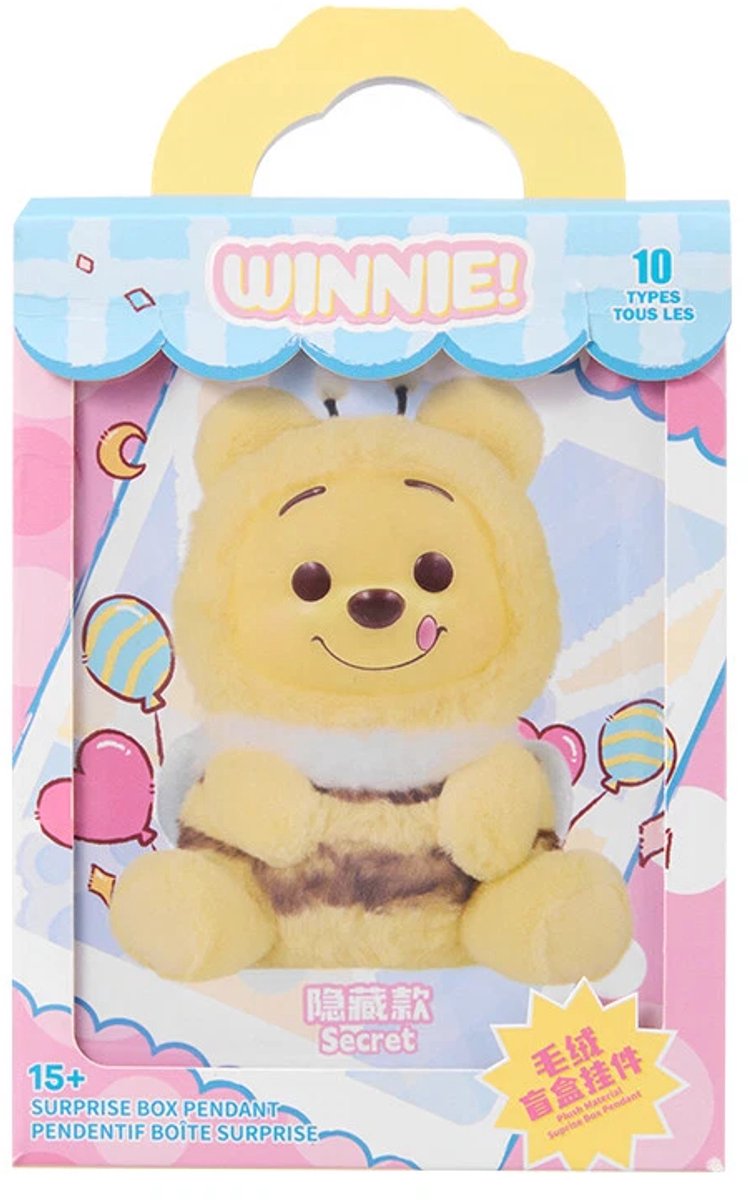 Miniso Disney Winnie the Pooh - Naughty Party Series – Blind Box – 1 stuk – 100% Origineel – Vinyl Plush Pendant – Sleutelhanger – Sealed Case – Mystery Box – Winnie the Pooh collectible – Welke variant trek jij? – Kans op secret – Enkele doos