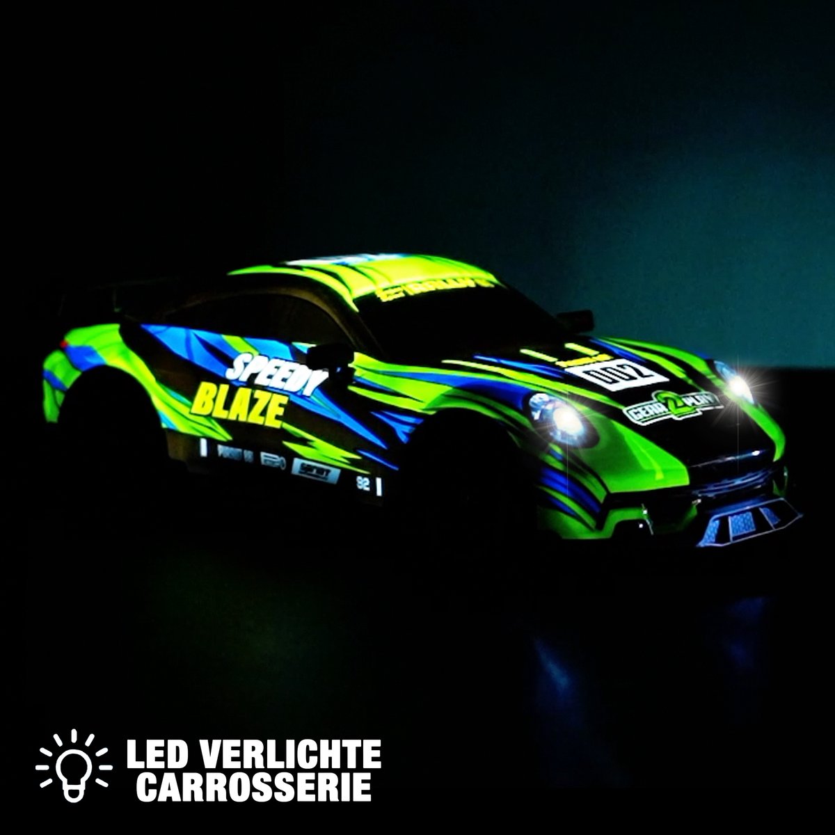 Gear2Play Speedy Blaze RC Auto 1:16 – Drift Auto met Licht & Geluid – Inclusief Oplaadbare batterij en extra set Banden — afbeelding 5