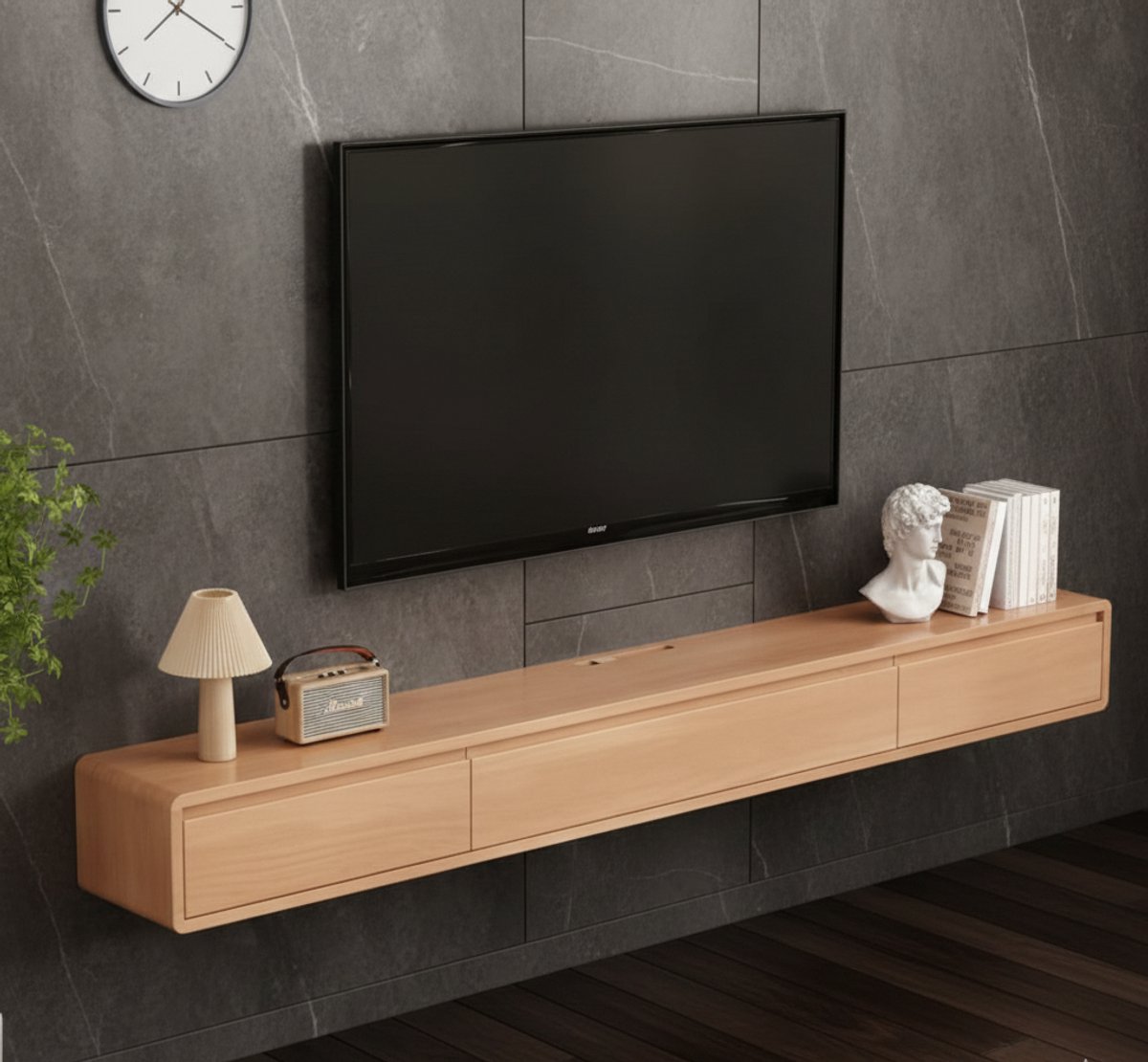 Zwevend TV Meubel Wandmontage met Deur en Opbergruimte 120 cm – Floating TV Console Onder TV – Modern Media Meubel voor Woonkamer, Slaapkamer en Kantoor – House&Garden