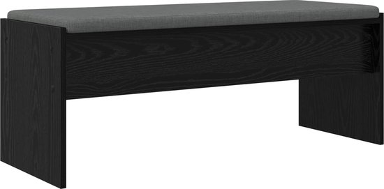 vidaXL - Hallenbank - met - kussen - Zwart - Eiken - 103 - x - 38 - x - 40 - cm