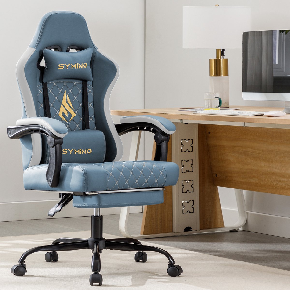 Symino FZ Gaming Stoel met Voetsteun - Ergonomisch - Racing - afbeelding 3