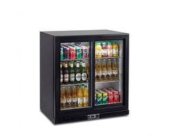 HCB® - Professionele Horeca Barkoelkast - Zuinige glasdeur koelkast met glazen schuifdeur - 218 liter - Koeling met glazen deur - Flessenkoelkast - Drankenkoelkast klein - Bier koelkast - 52x90x84 cm (DxBxH) - 70 kg - Frigo - 7938