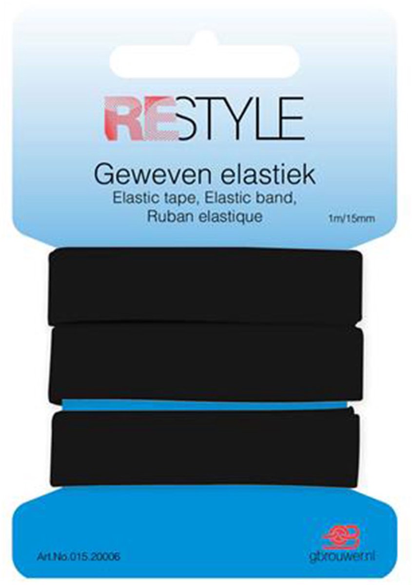 ReStyle - Geweven Elastiek 0.15mm - Zwart - 1mtr
