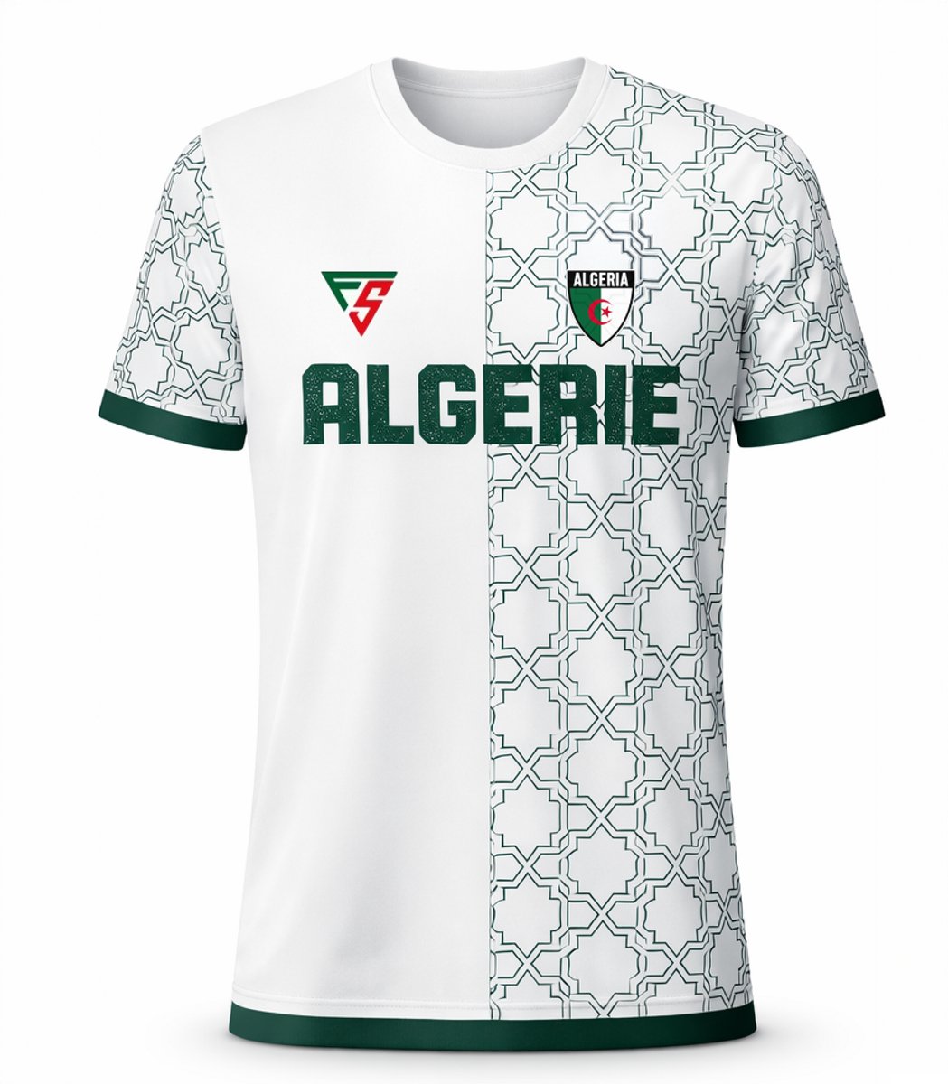 1049x1200.jpg FightSense Algerije Performance T-Shirt Unisex – Ademend & Sneldrogend Sportshirt – Groen/Wit - MAAT S - Afbeelding 1