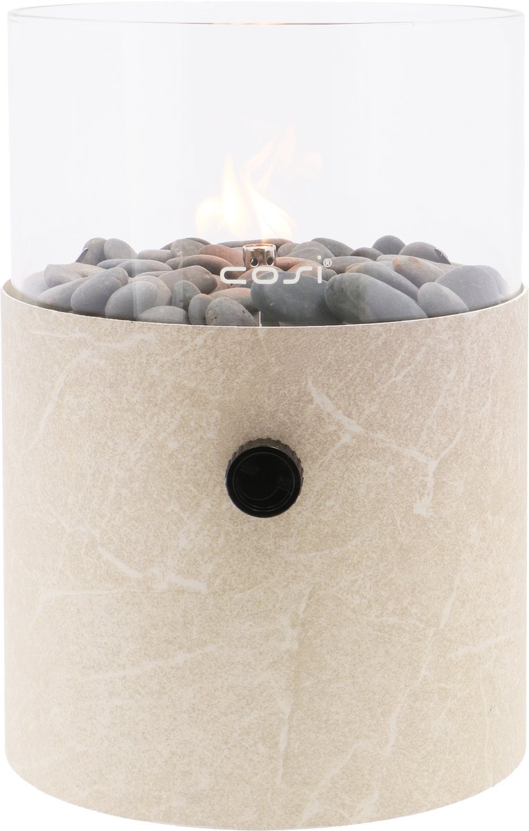 Cosiscoop XL Marble Stone Gaslantaarn - Unieke sfeermaker - Voor binnen en buiten - Brand 5 tot 6 uur op een gascartouche