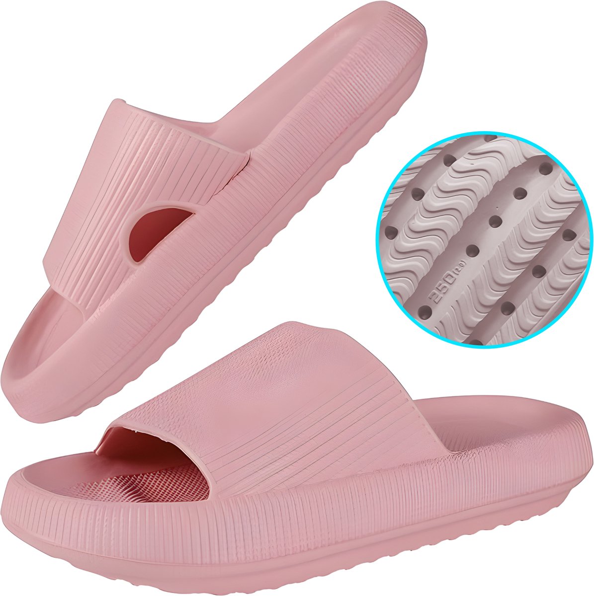 Somstyle Slippers Dames & Heren - Maat 40-41 - EVA - Badslippers met Verdikte Zool - Anti-slip - Roze