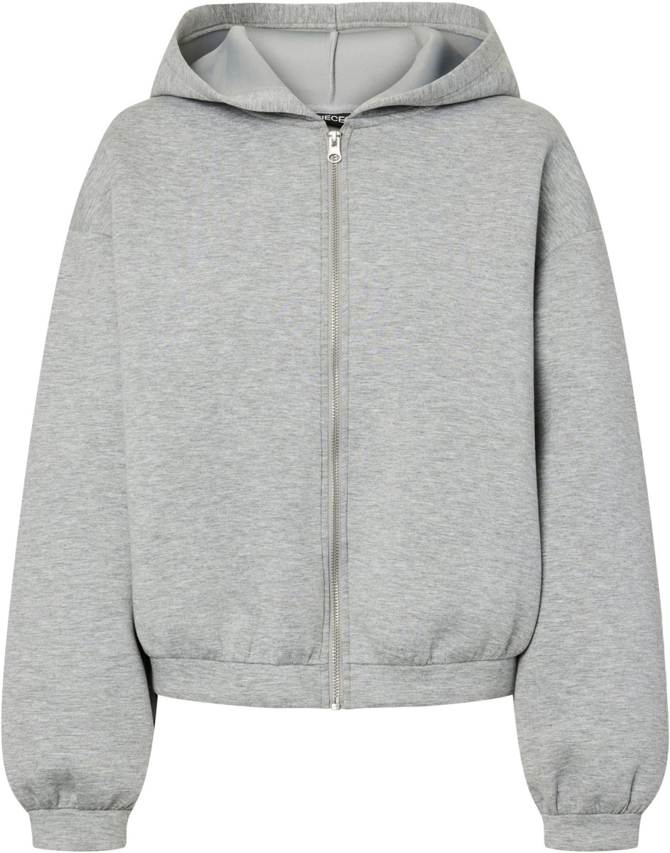 Pieces Vest Pcbucuba Ls Zipper Scuba Hoodie Act 17162980 Light Grey Melange Dames Maat - M