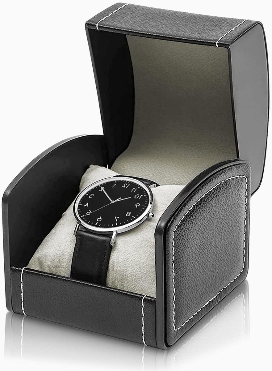Horlogekoffer - Horlogeopberger - Compatibel met - Reisformaat - PU Leder - Organizerdoos - Horloge- en armbandhouder - Zwart - Praktische sieradenopbergdoos met kussen