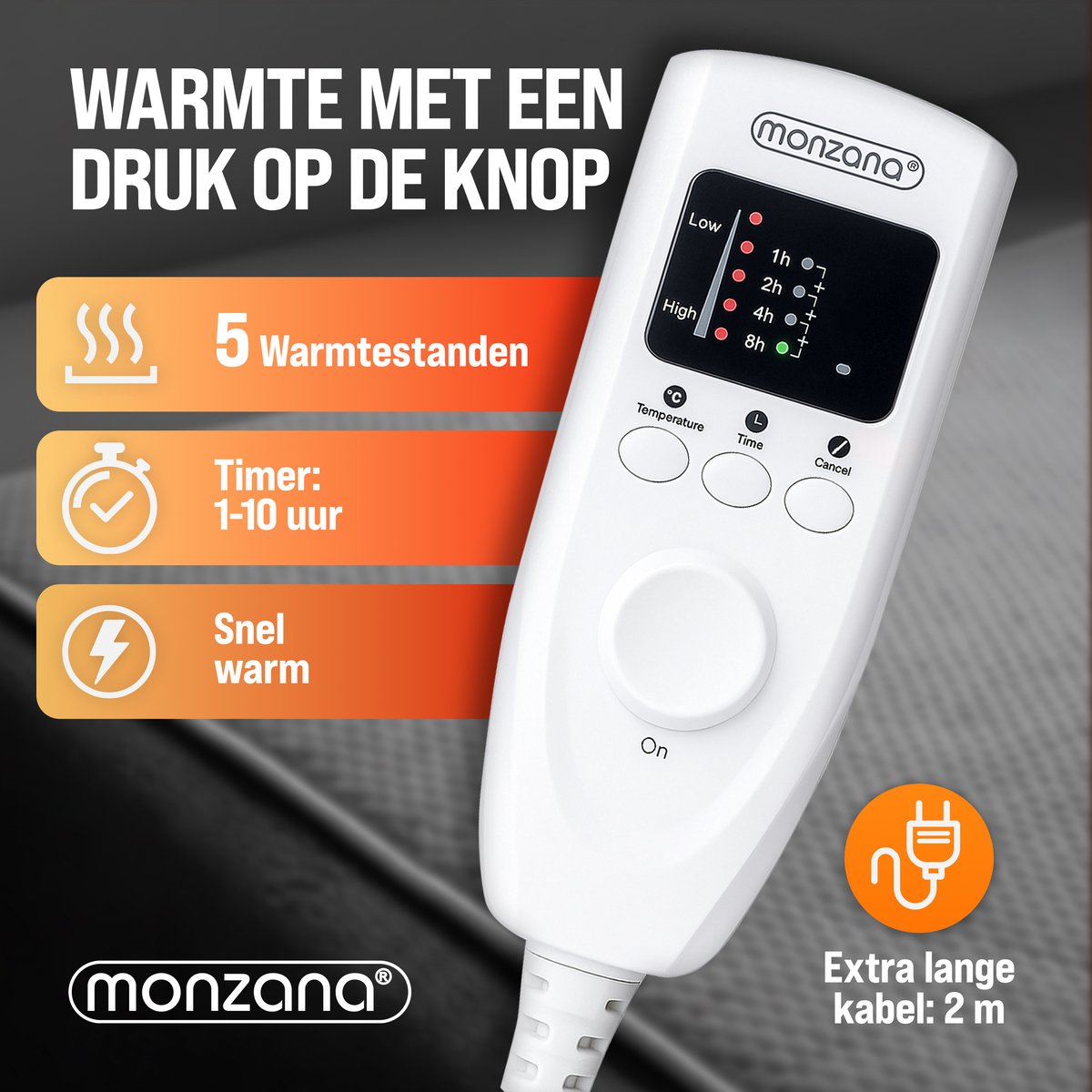 Monzana Warmtedeken Elektrisch Fleece 160x140cm Koraal - afbeelding 2