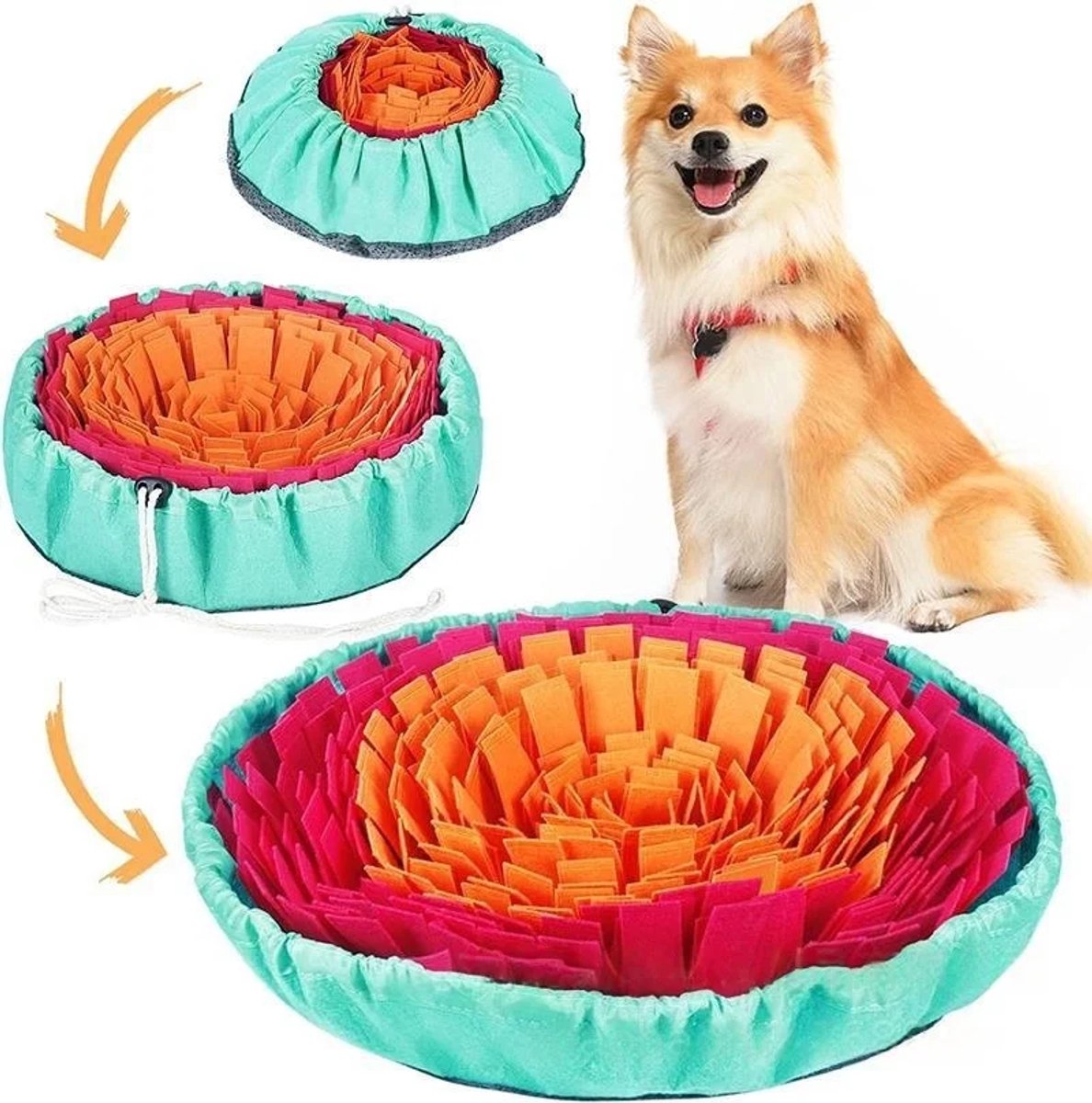 Wasbare Viltachtige Snuffelmat voor Huisdieren – Opvouwbare Slowfeeder Mat – Hondenspeelgoed voor Training en Langzaam Voeren