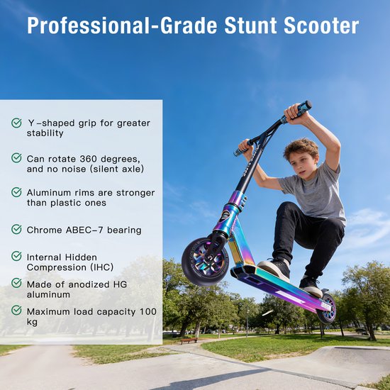 SUOTU Stuntstep, 360° Besturing, Stunt Scooter met Chroom ABEC-7 Lager, 100mm PU Wielen, Trick Scooter voor Kinderen, Tieners en Volwassenen, Laadvermogen: 100 kg, Aluminium (Zwart– Goud SUOTU Stuntstep, 360° Besturing, Stunt Scooter met Chroom ABEC-7 Lager, 100mm PU Wielen, Trick Scooter voor Kinderen, Tieners en Volwassenen, Laadvermogen: 100 kg, Aluminium (Zwart– Goud