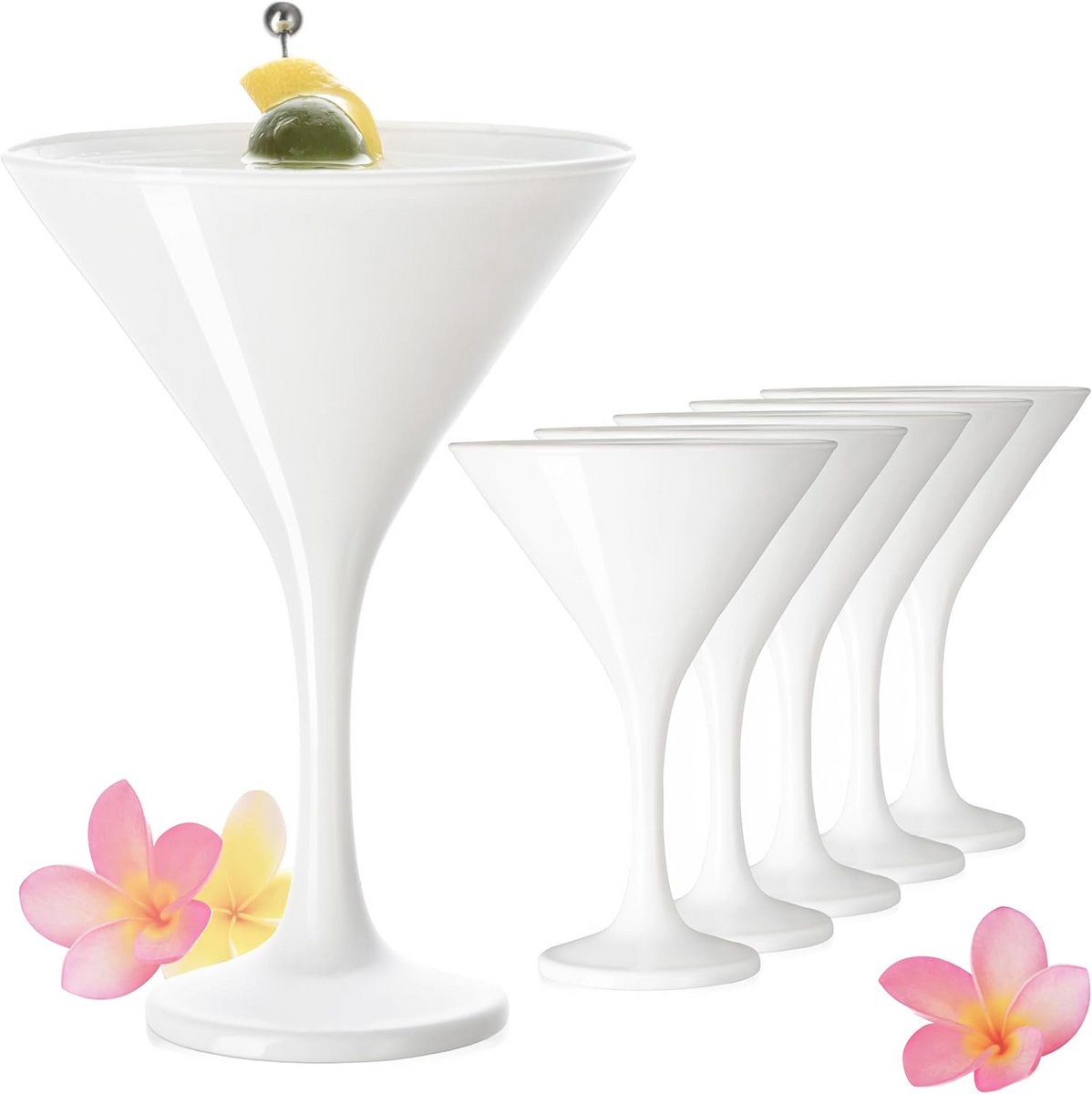 Set van 6 Witte Martini Glazen 150 ml - Stijlvolle Cocktailglazen voor Elke Gelegenheid