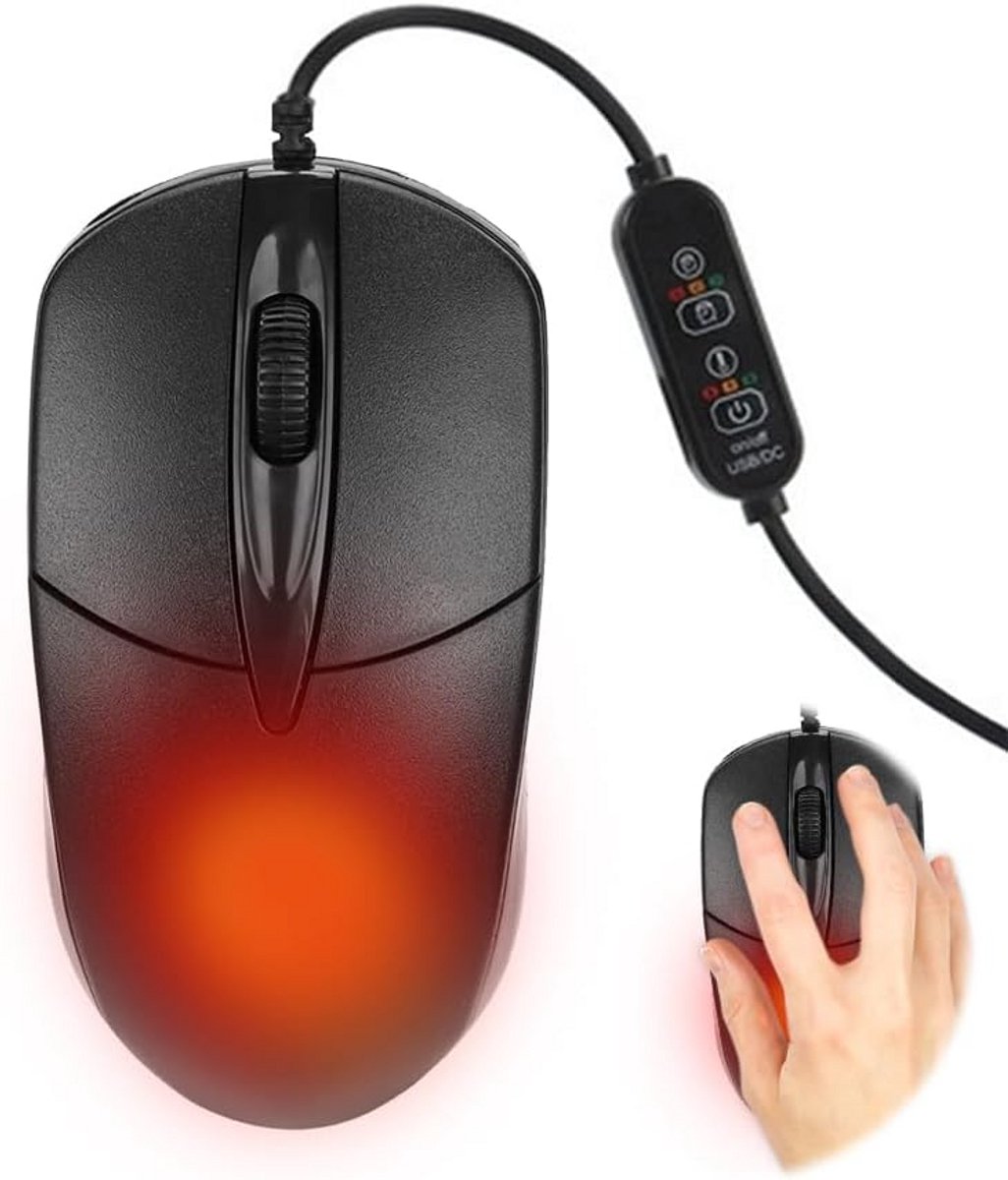 Verwarmde USB Muis met 3 Warmtestanden voor Koude Handen op PC en Laptop