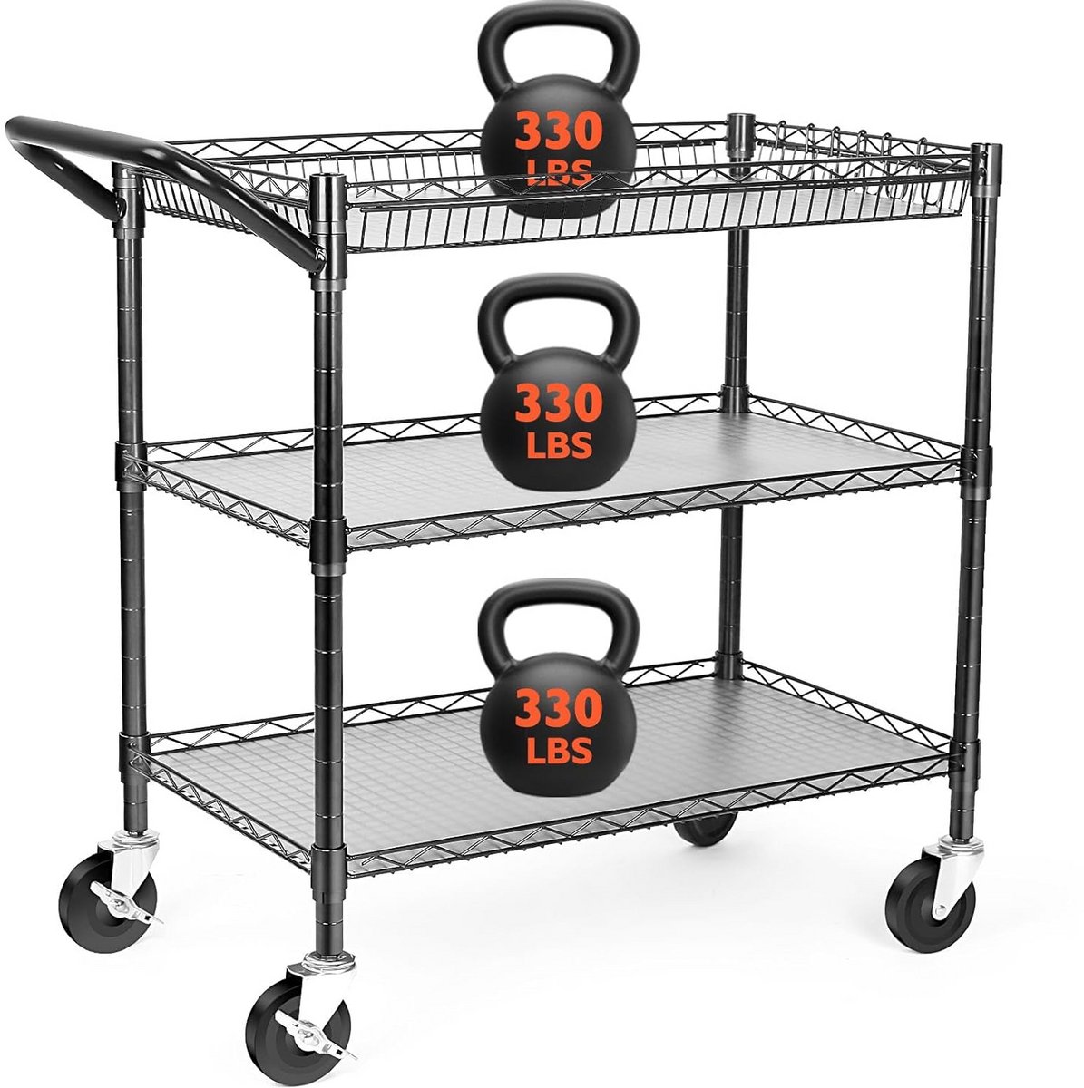 Stevige Multifunctionele Trolley met 3 Niveaus - Met Wielen en Opslag - Handige Rolwagen