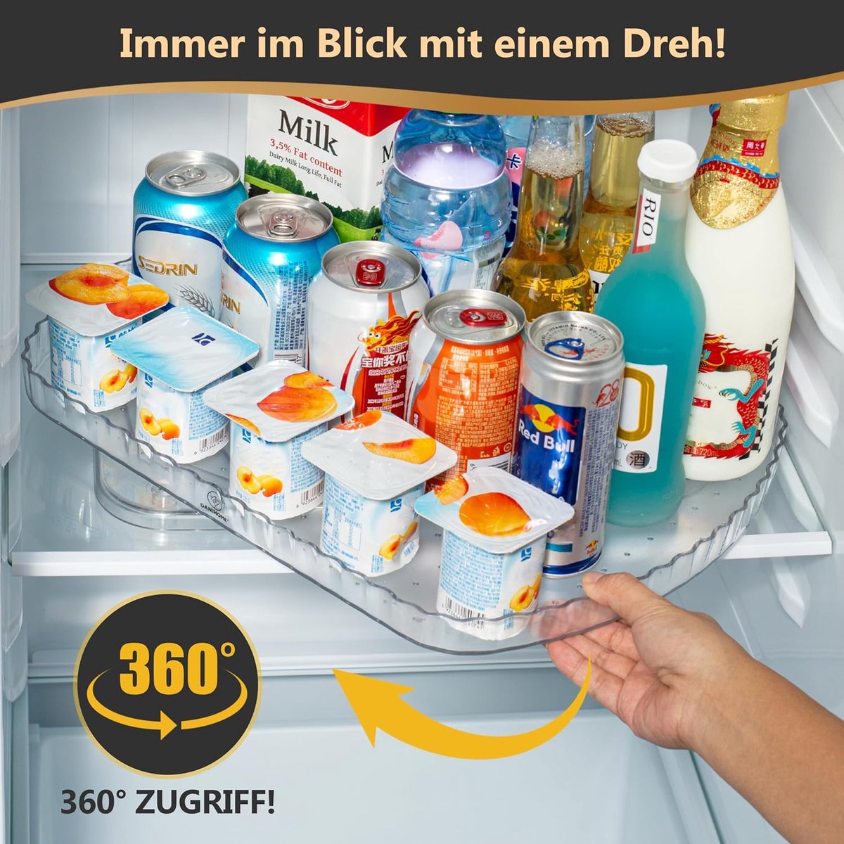 Candala Koelkastorganizer voor maximaal overzicht, multifunctioneel draaiplateau, praktische keukenorganizer, draaiplateau-organizer, perfecte keukenopslag en organisatie