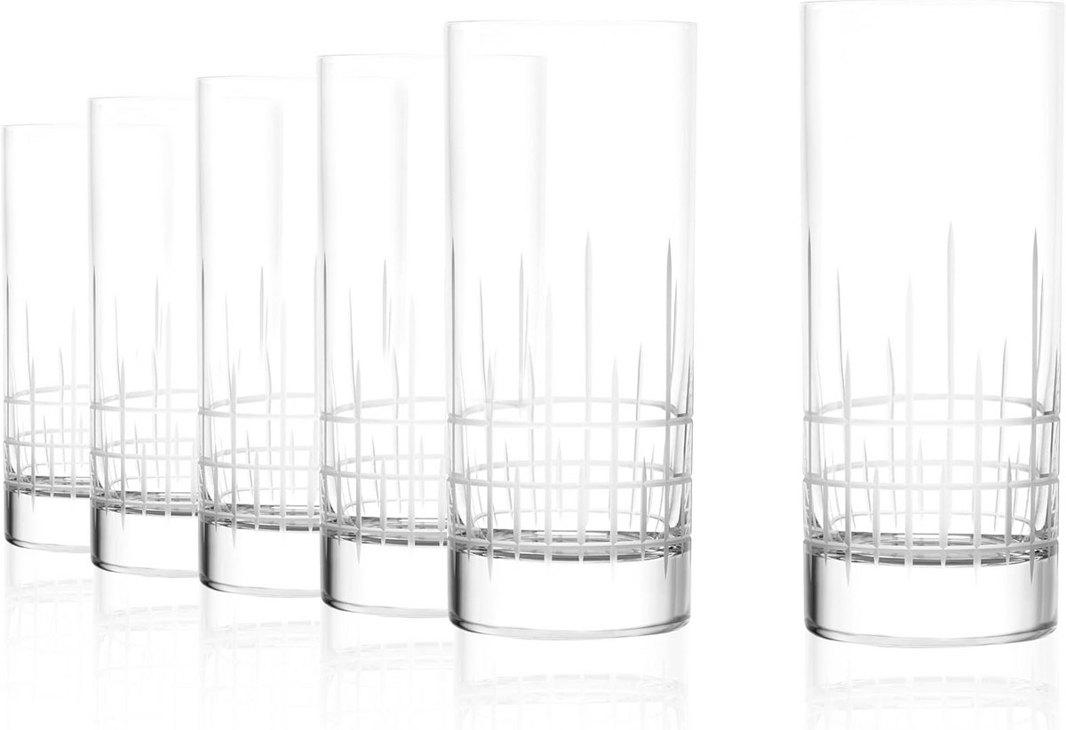 Set van 6 Kristallen Sapglazen 380 ml - Vaatwasserbestendige Drinkglazen voor Water en Cocktails