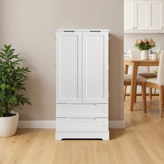 Bealife AP28 Keukenkasten Opbergkast - Vrijstaande Keuken Opbergkast met 2 Laden en 2 Deuren -60x40x120cm - Witte Keukenkasten