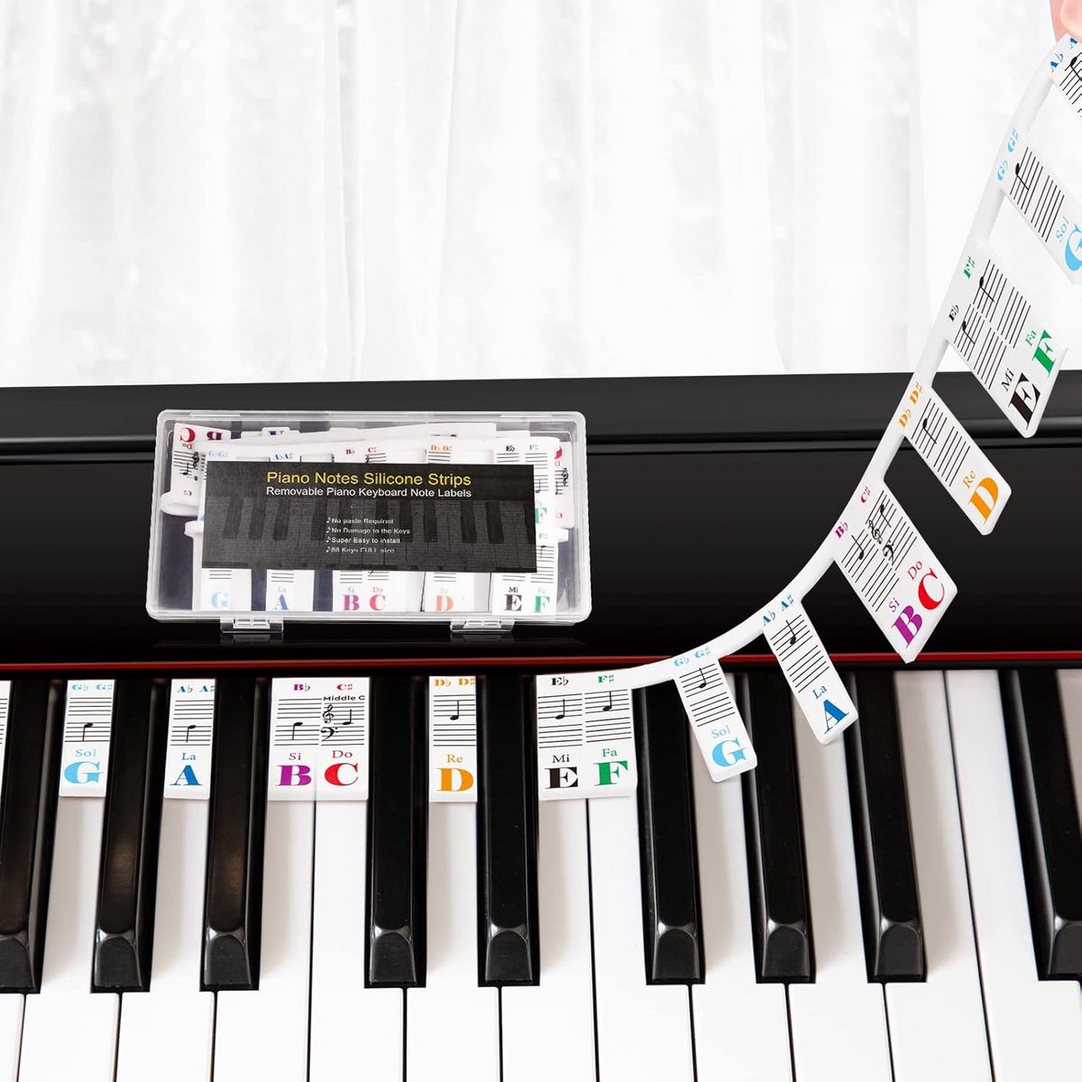Herbruikbare Notenstickers voor 88-Toetsen Piano en Keyboard voor Beginners