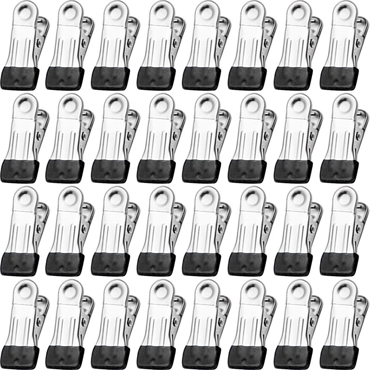 32x Zwarte Roestvrijstalen Wasknijpers - Zware Kledingclips voor Buiten en Binnen