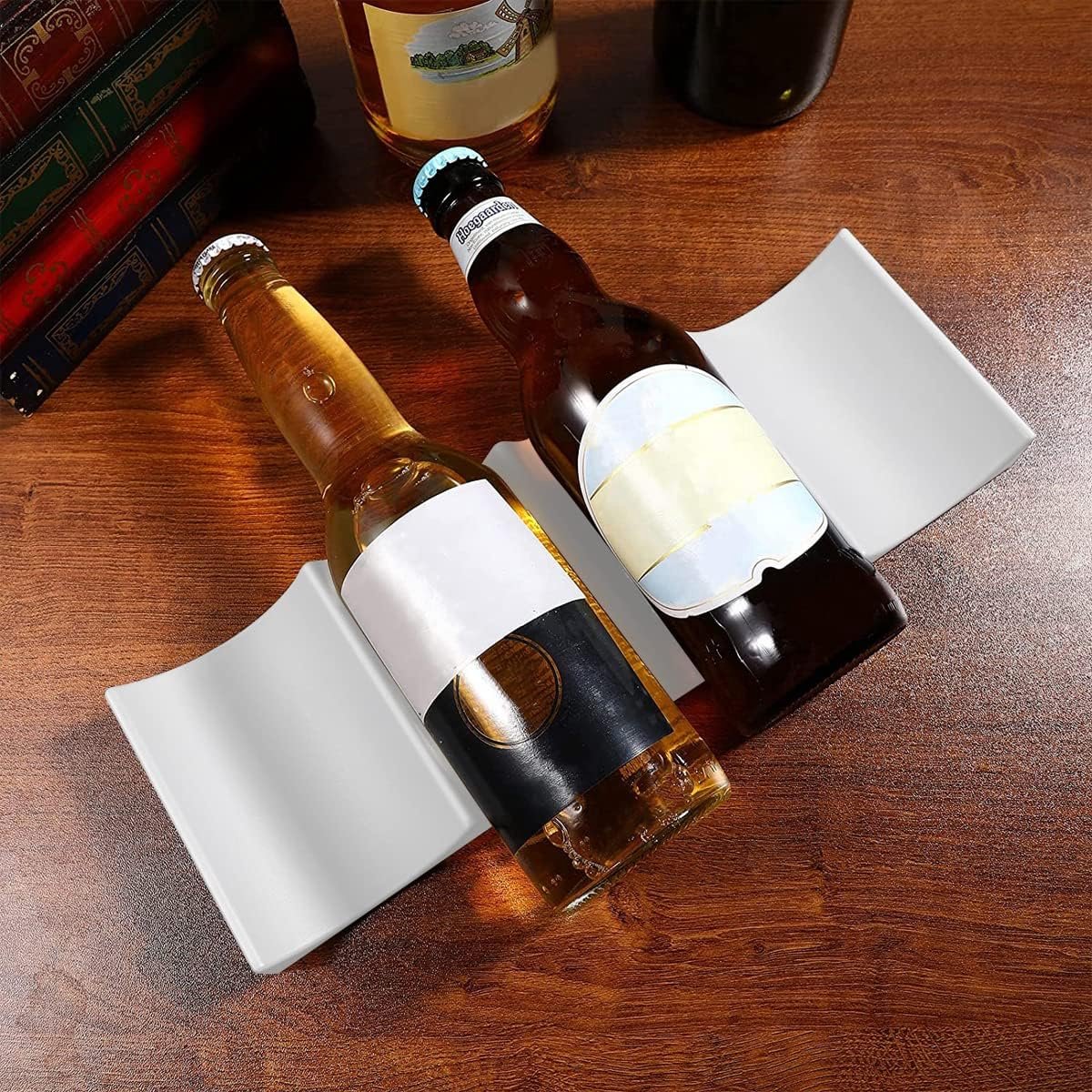 Candala Wijnrek voor Koelkast,Forreen 3 Stuks Wijnfles Display Stapelen Plastic Praktische Anti Slip Europese Stijl Koelkast Shelf voor Tafel Pantry Kabinet Bier Drinkflessen, Wit