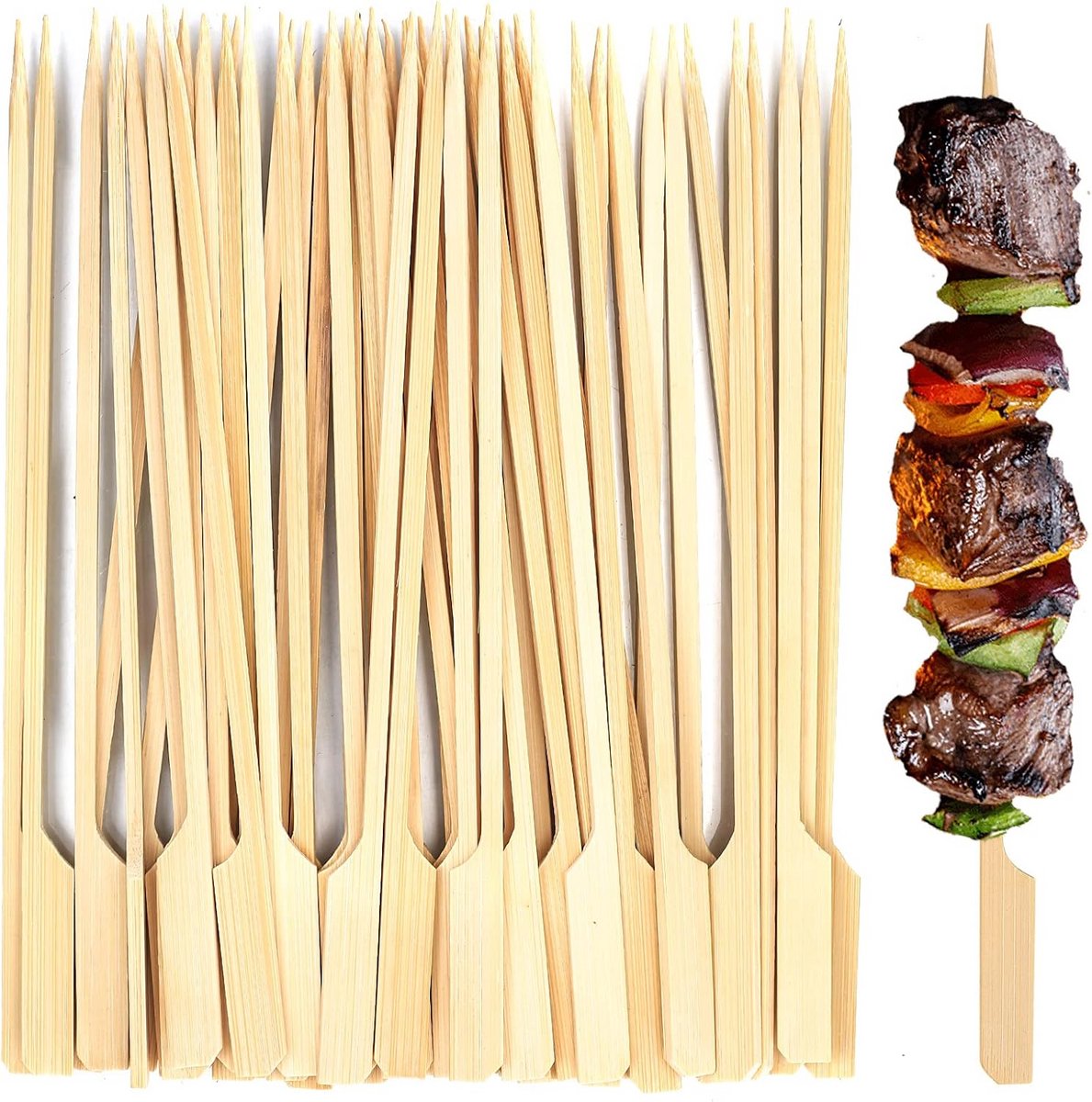 100 Stuks Bamboe Satéprikkers voor Barbecue, Fruit en Cocktails 20 cm