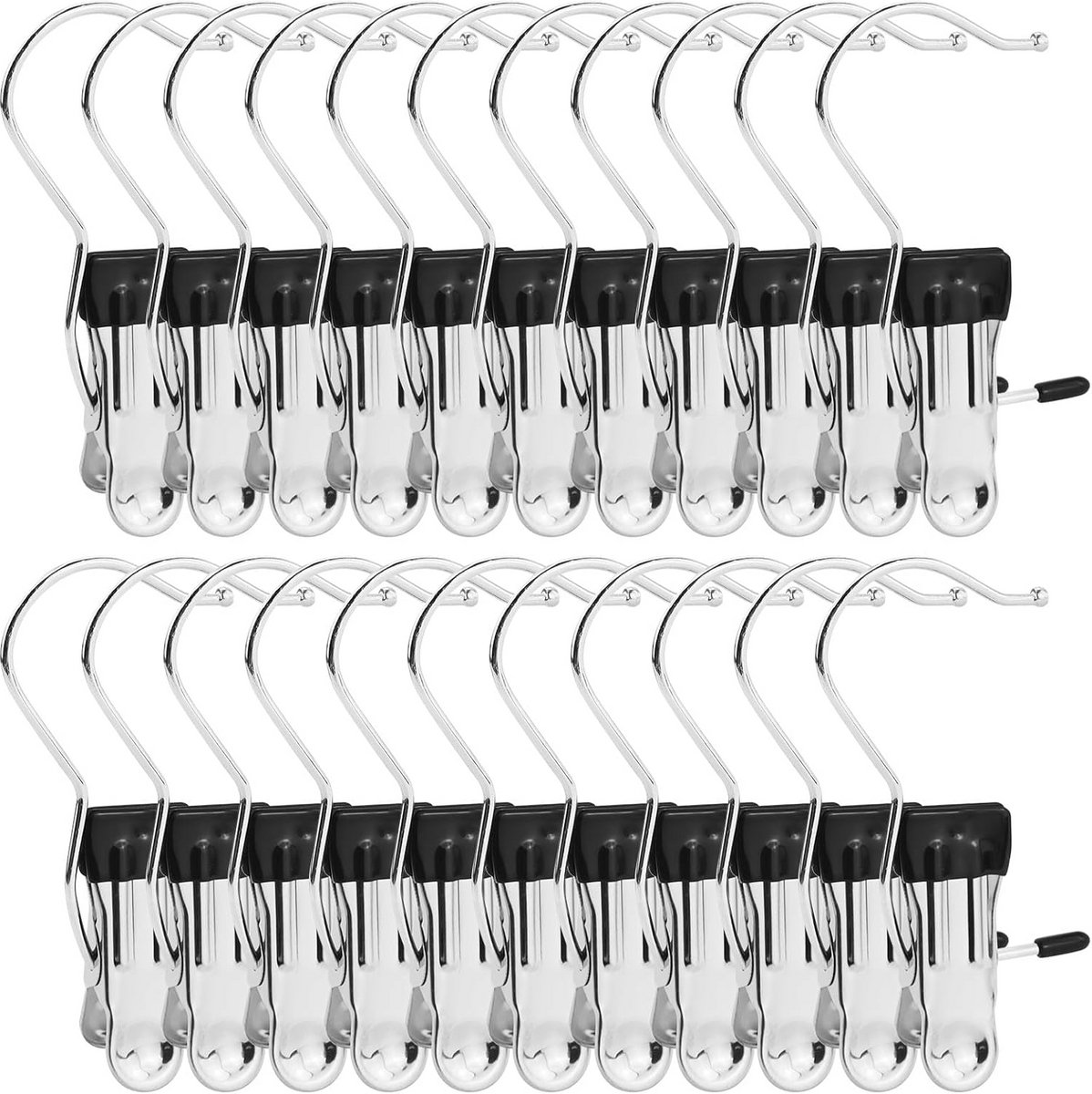 22x RVS Kledinghangers met Clips - Antislip Waslijnknijpers & Laarsklemmen