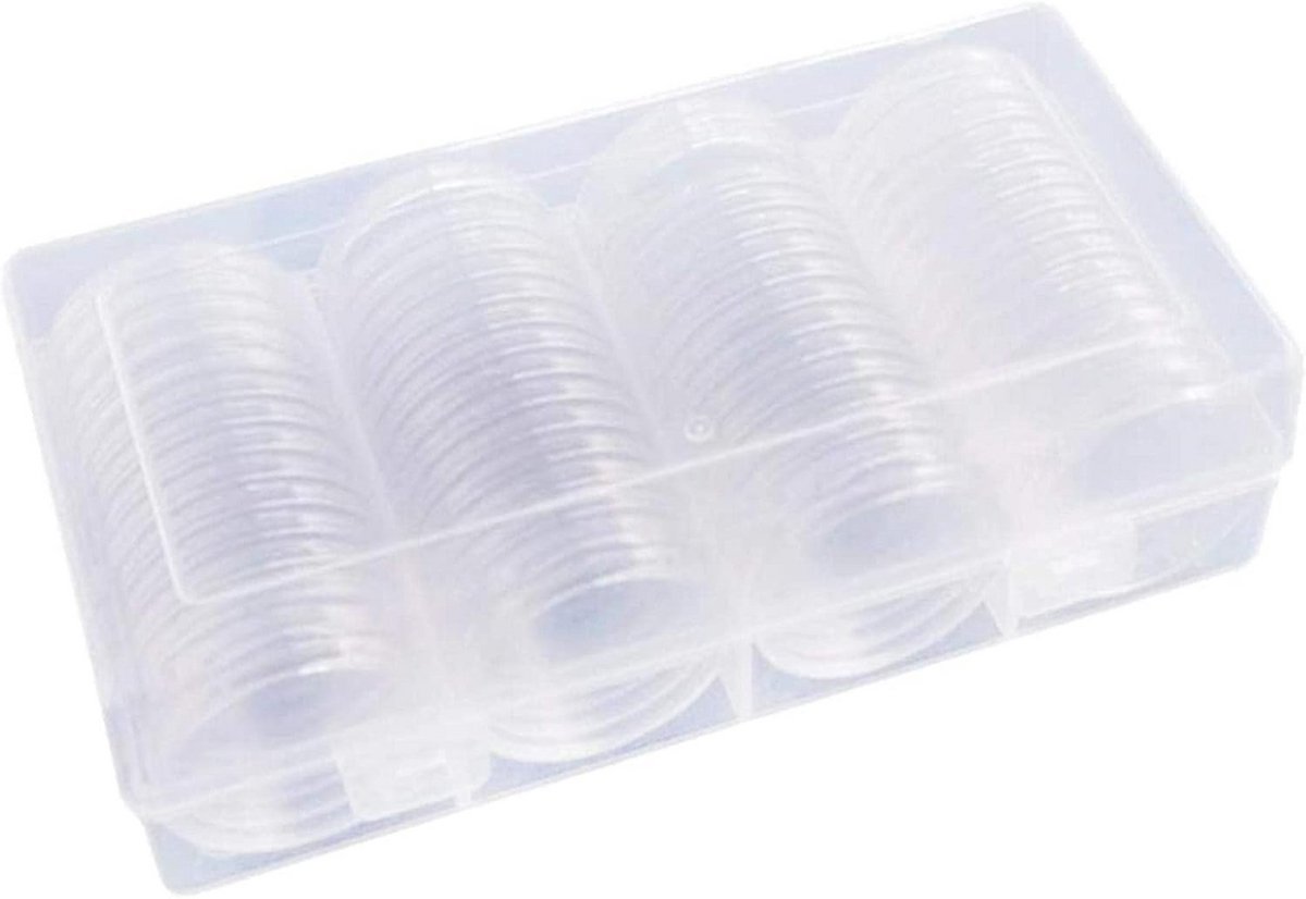 60 Stuks Ronde Aluminium Capsules voor Munten met Opbergdoos