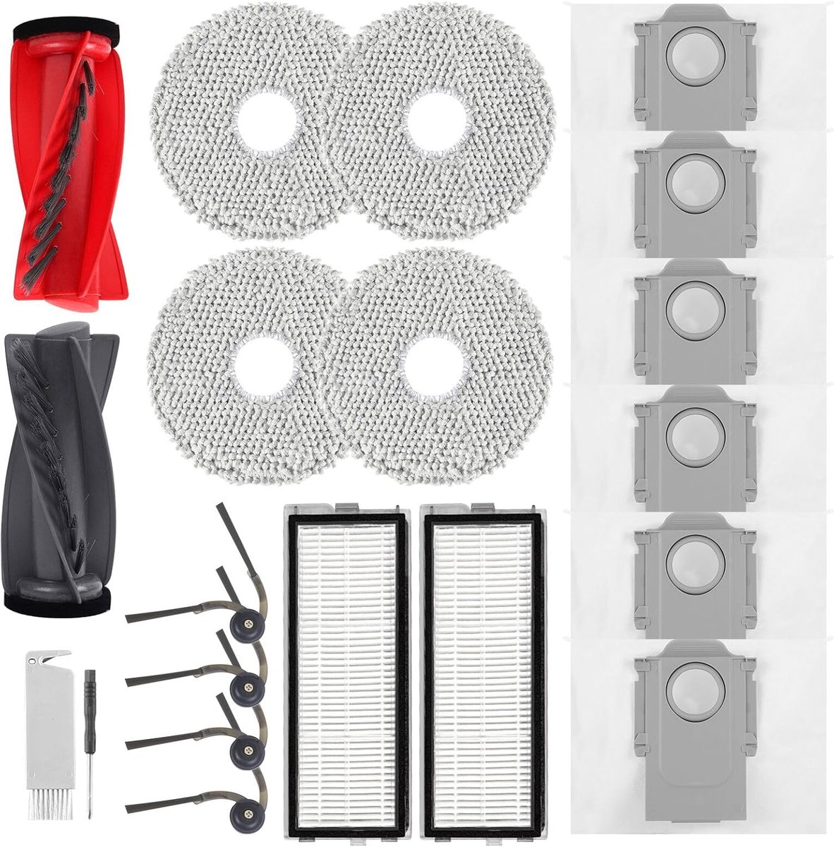 vo Edge S5A,Qrevo S5V stofzuiger,2 hoofdborstels,2 HEPA-filters,6 stofzakken,4 reinigingsdoeken,4 zijborstels,1 borstel