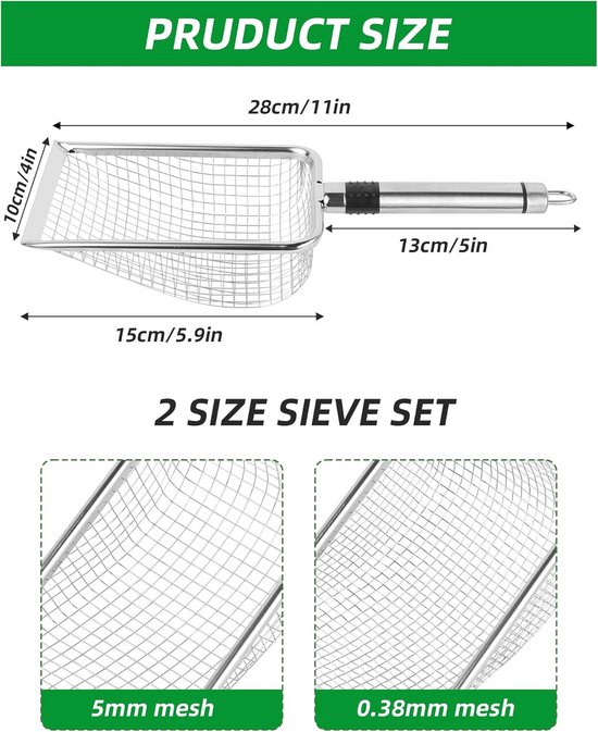 Set van 2 Zeven voor Tuinaarde, Compost en Zand - Inclusief 3,8mm & 5mm Fijnmazige Zeven van Merkloos	 — afbeelding 4