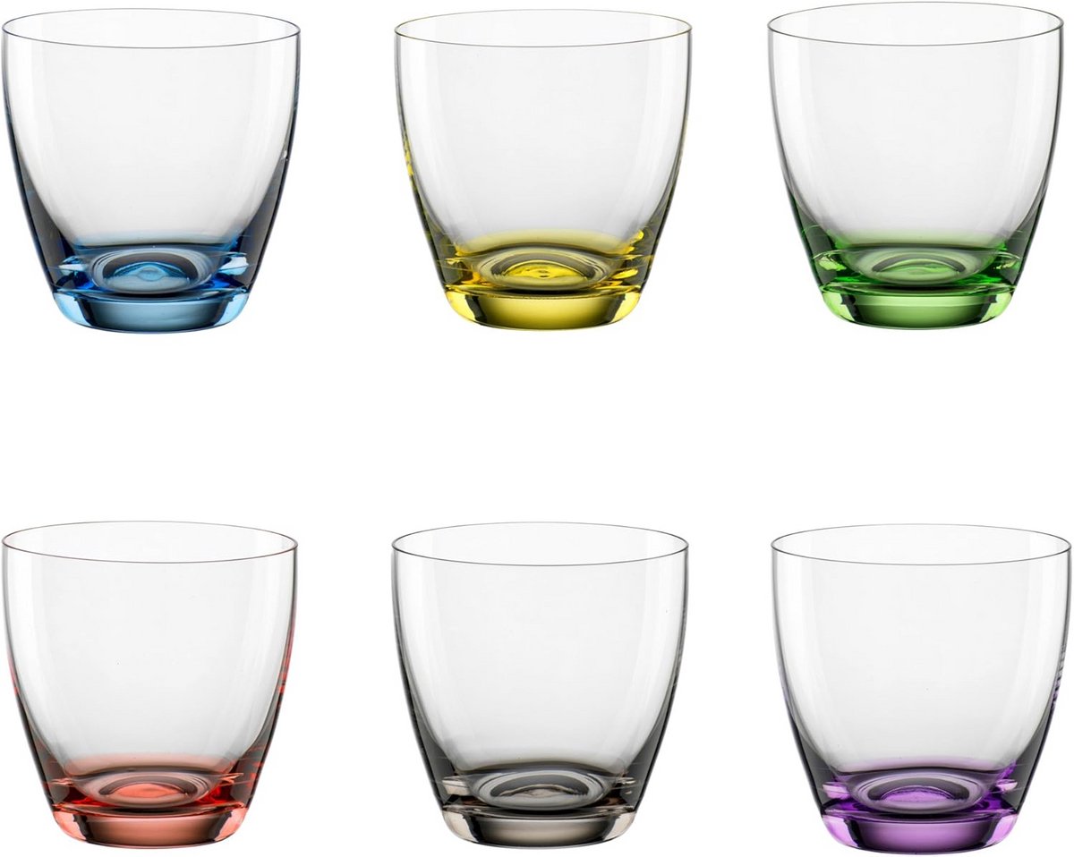 Set van 6 Kristalglazen met Gekleurde Voet 300 ml