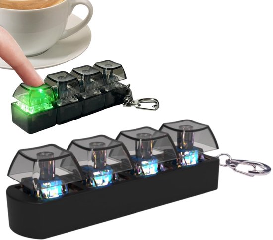 Keyboard Fidget Toy - 2 stuks - Toetsenbord fidget - Met verlichting - Sleutelhanger Anti Stress Speelgoed - grijs Mini-Toetsenbord - Lineaire Klik - Decoratief - Ontspannend - grijs