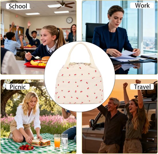 Koeltassen - Lunchtas - Handvat Riem - Koeltas - Lunch Bag - Geïsoleerde Koeltas - Picknicktas - 25.5*21*17cm - Geschikt voor werk, kantoor, reizen en picknicks（Roze） van Merkloos — afbeelding 3