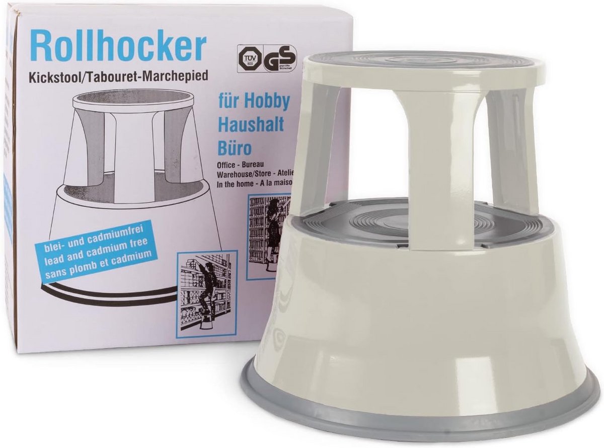 Stevige Rolkruk met Treden - 40 cm Hoog - Antislip - TÜV Gekeurd