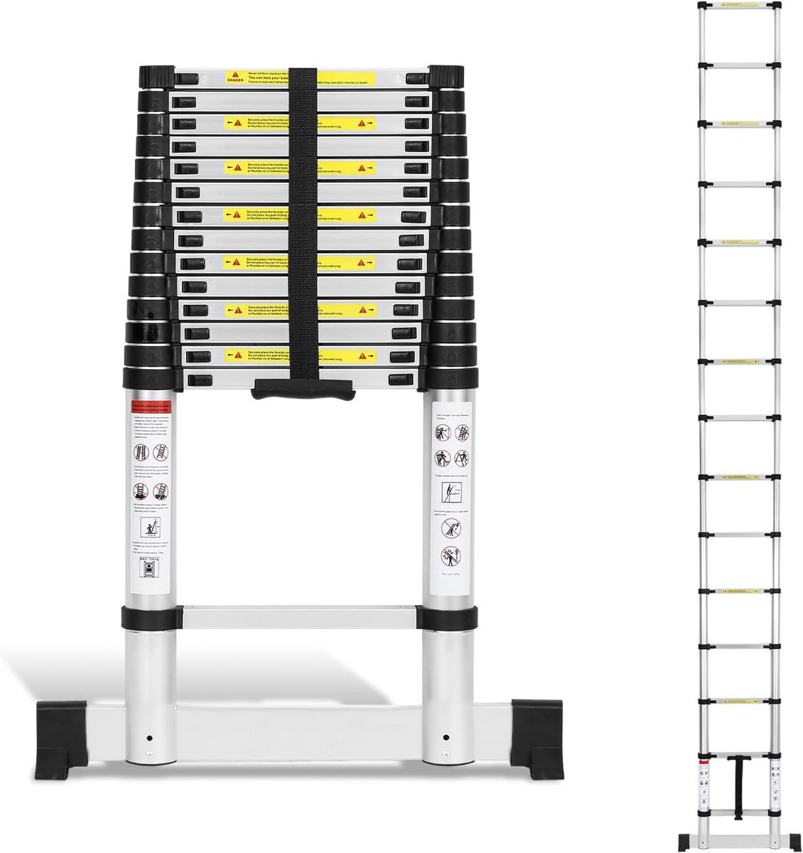 Multifunctionele Telescoopladder 4.4m Aluminium Inklapbaar Trapladder & Haken