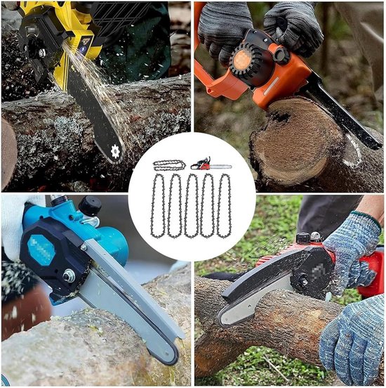 5-Pack Mini Kettingzaag Accessoires: Geschikt voor Elektrische Kettingzagen, 6 Inch Zaagblad en Ketting van Merkloos	 — afbeelding 4